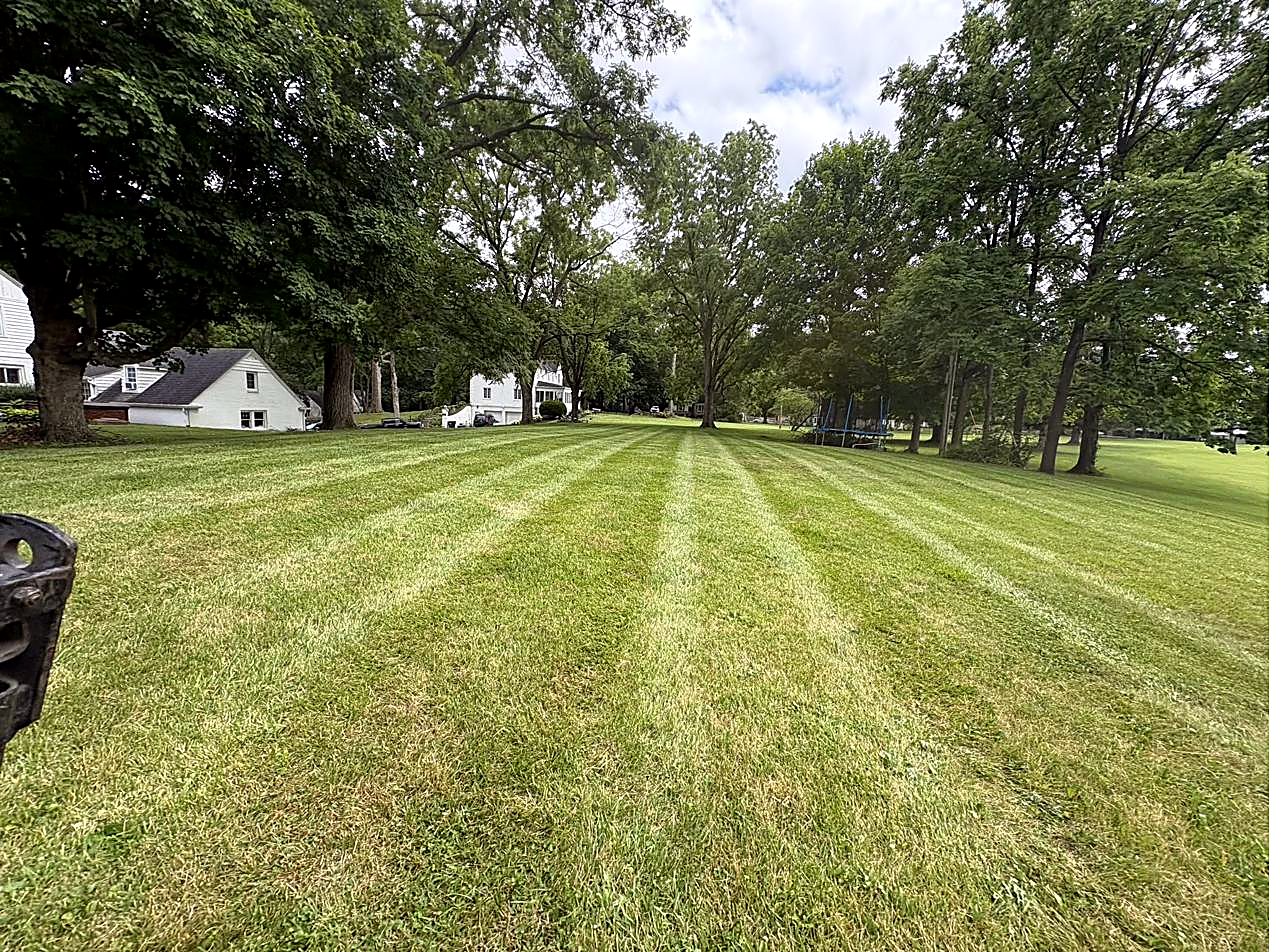 Brick colonial with fresh mulch beds